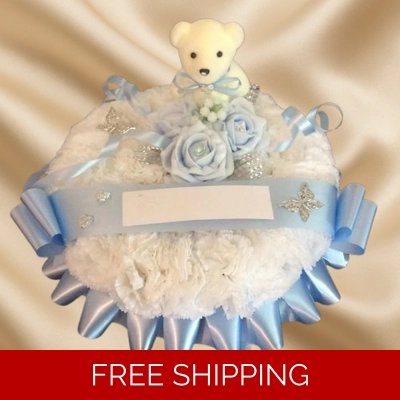 Child's blue teddy bear posy. includes FREE UK delivery !